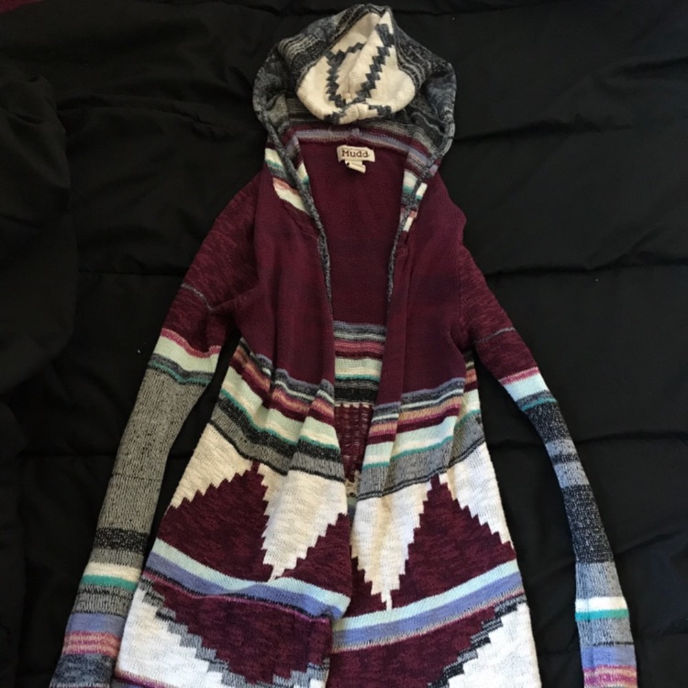 Long striped knitted cardigan
